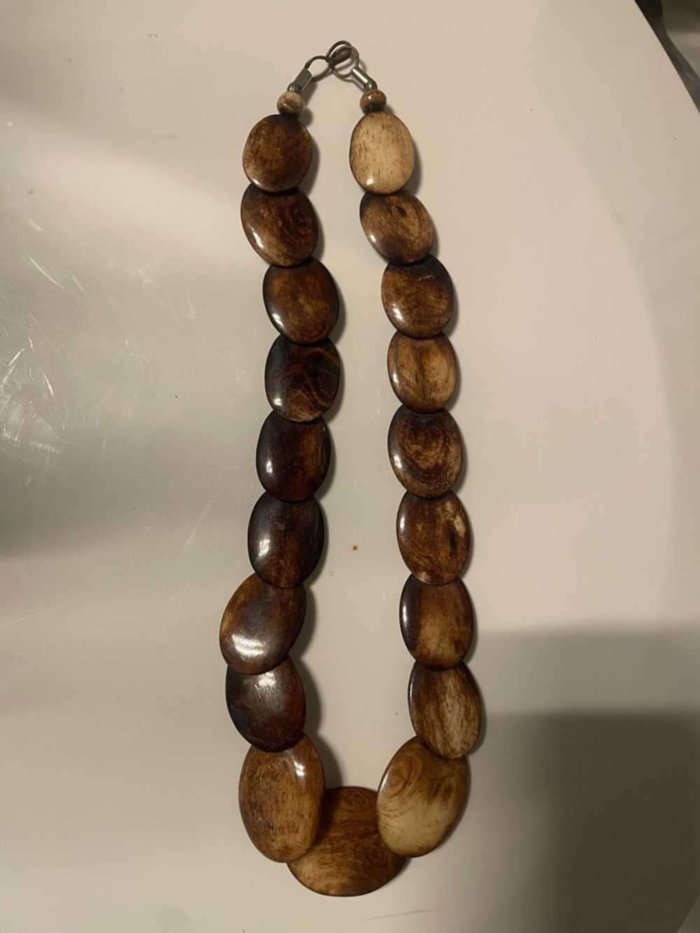 Handcrafted Brown Wood Disc Necklace - Unbranded